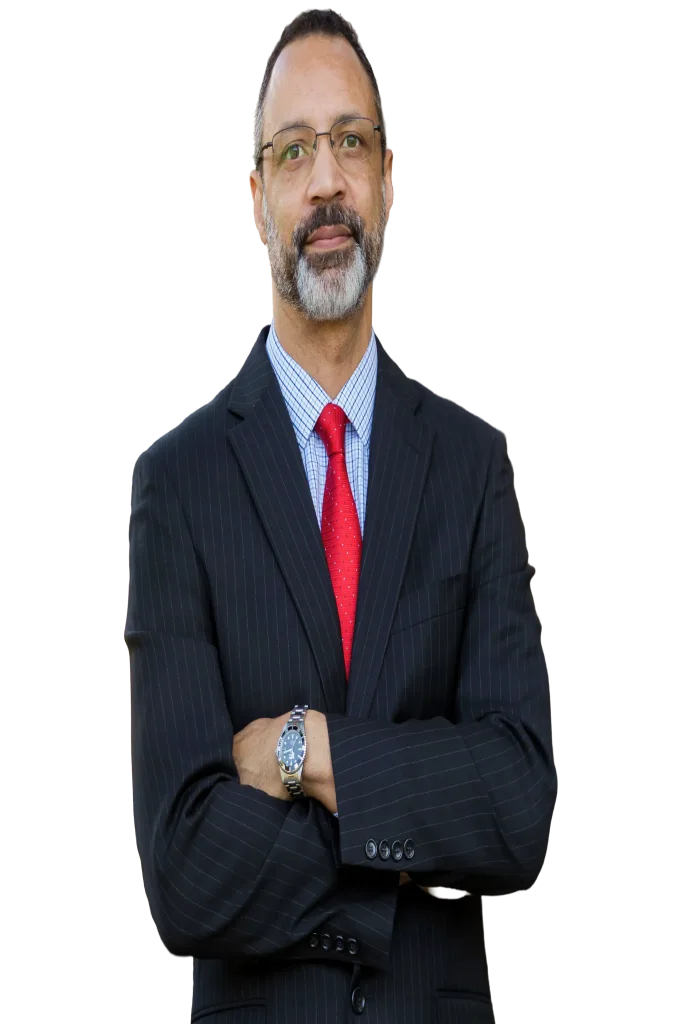 Erik M. Liggins, attorney, arms crossed